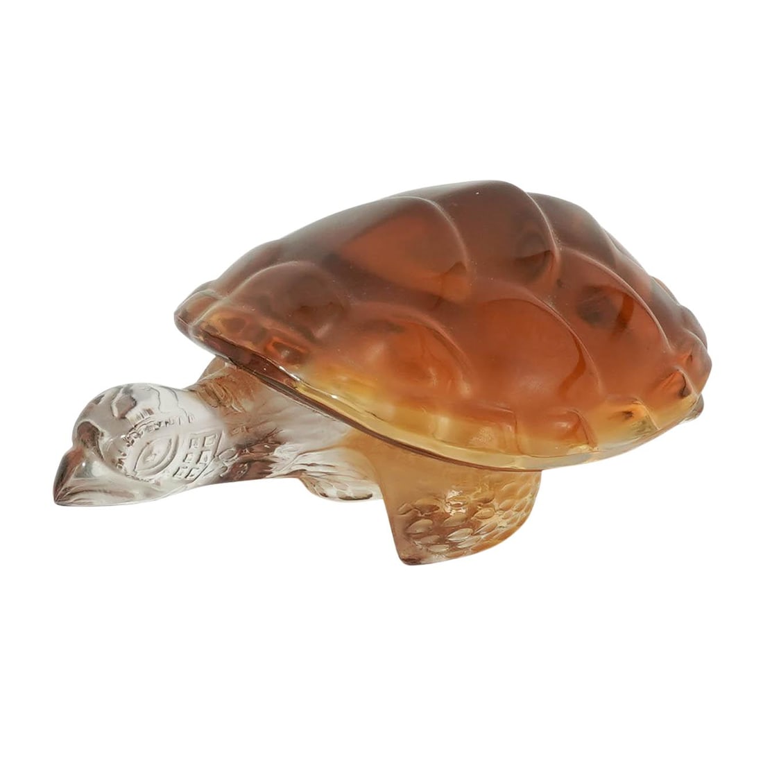 Lalique Crystal "Caroline" Turtle Figurine: Lalique Crystal "Caroline" Turtle Figurine 20th Cent.,French Lalique "Caroline" turtle sculpture, a premier example of French luxury art glass, featuring a masterfully sculpted clear crystal body and 