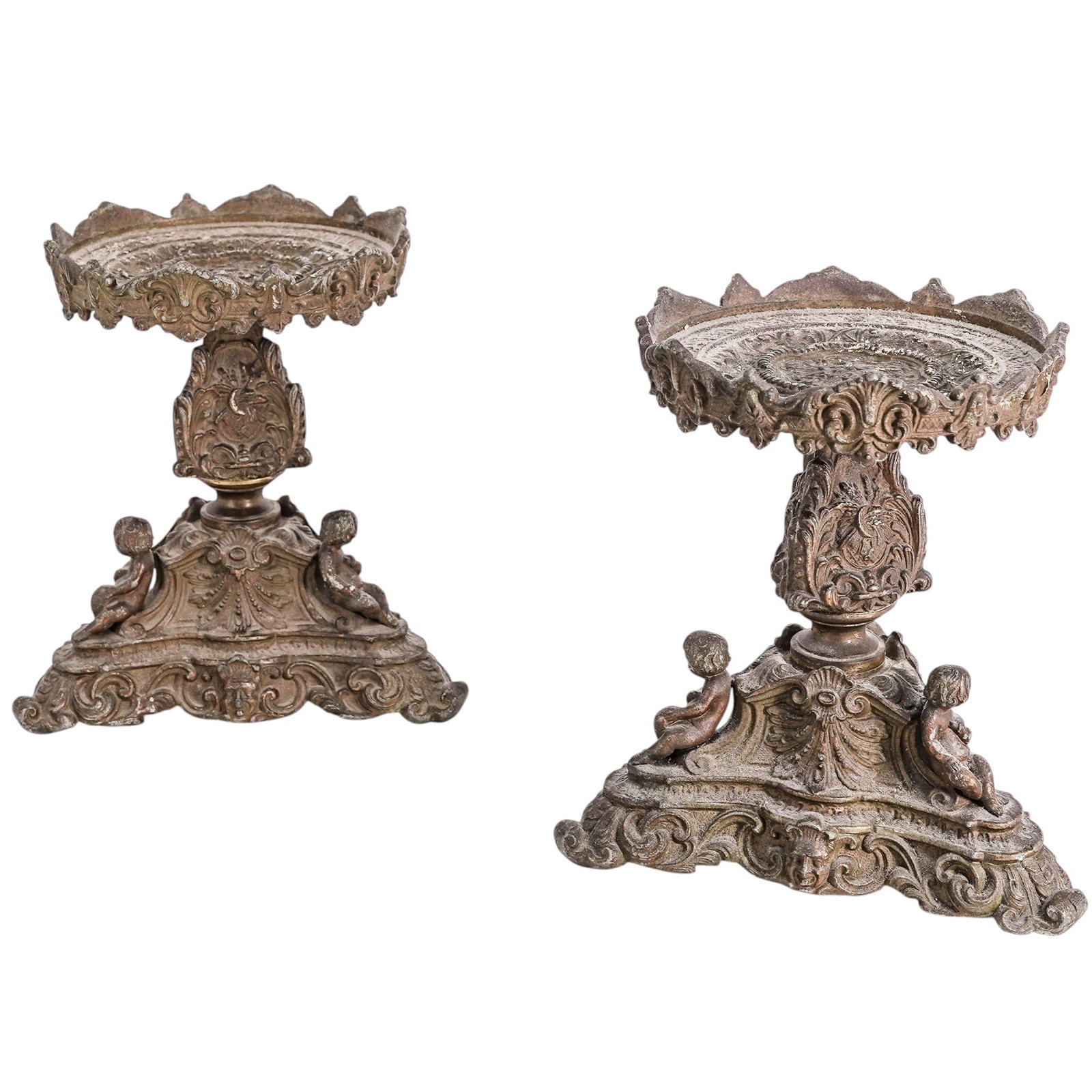 Antique Pair of Cast Iron Cherub Tazzas (1 of 6)