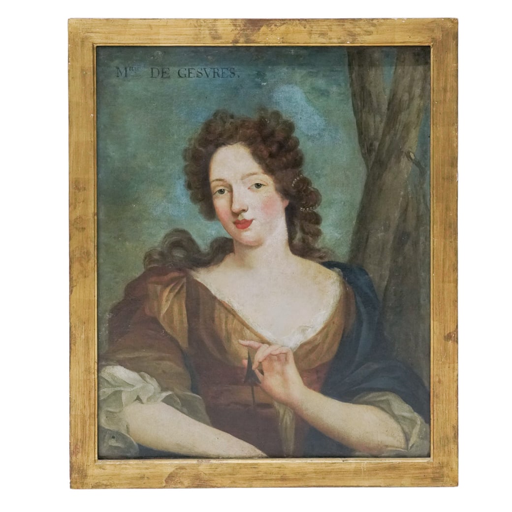 19th Cent. French "Mademoiselle de Gesvres" Portrait Oil On Canvas Painting (1 of 6)