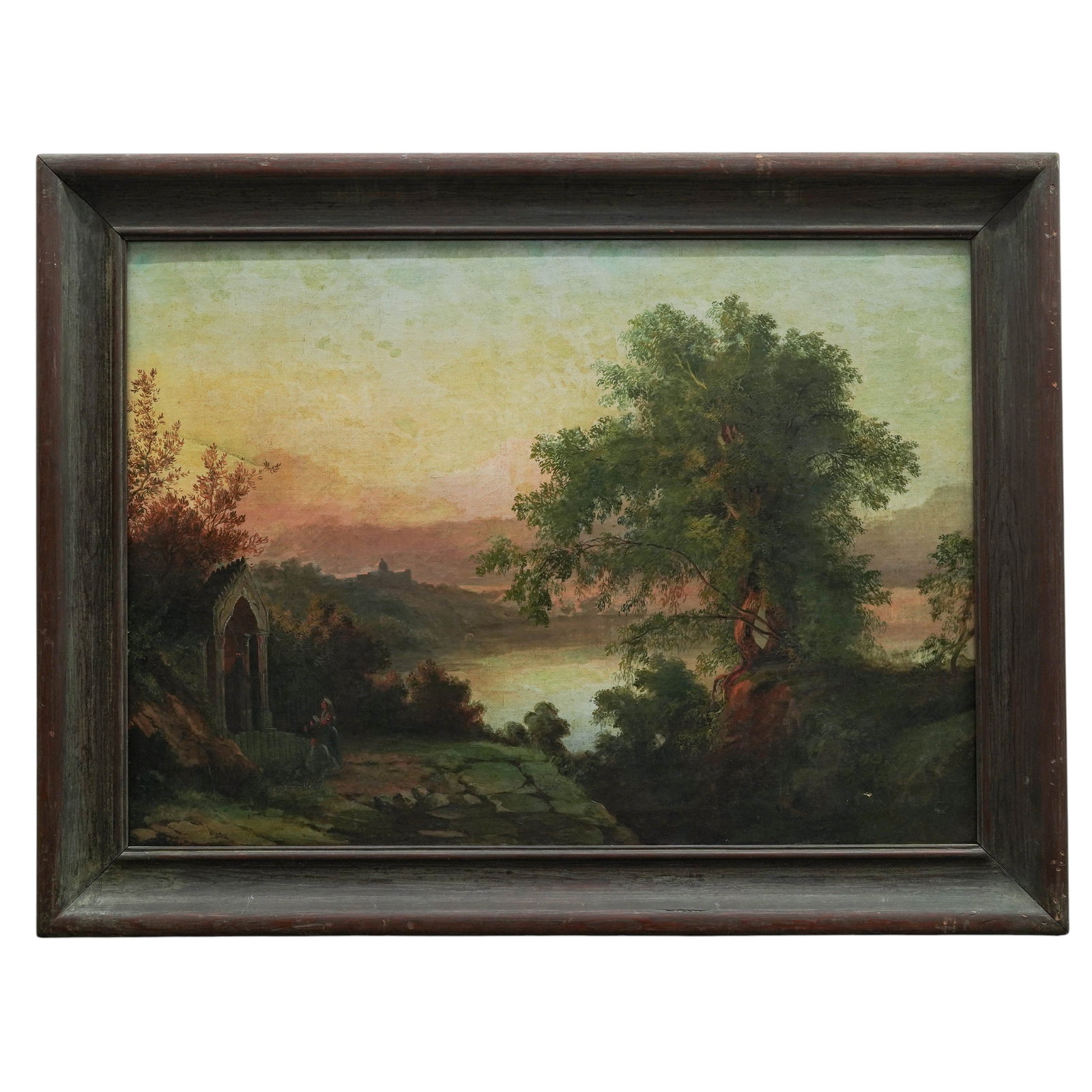 19th Cent. School of Barbizon Landscape Oil On Canvas Painting: 19th Cent. School of Barbizon Landscape Oil On Canvas Painting 19th Cent. This landscape painting could be attributed to the English Romantic School, blending the "Picturesque" aesthetic with a serene