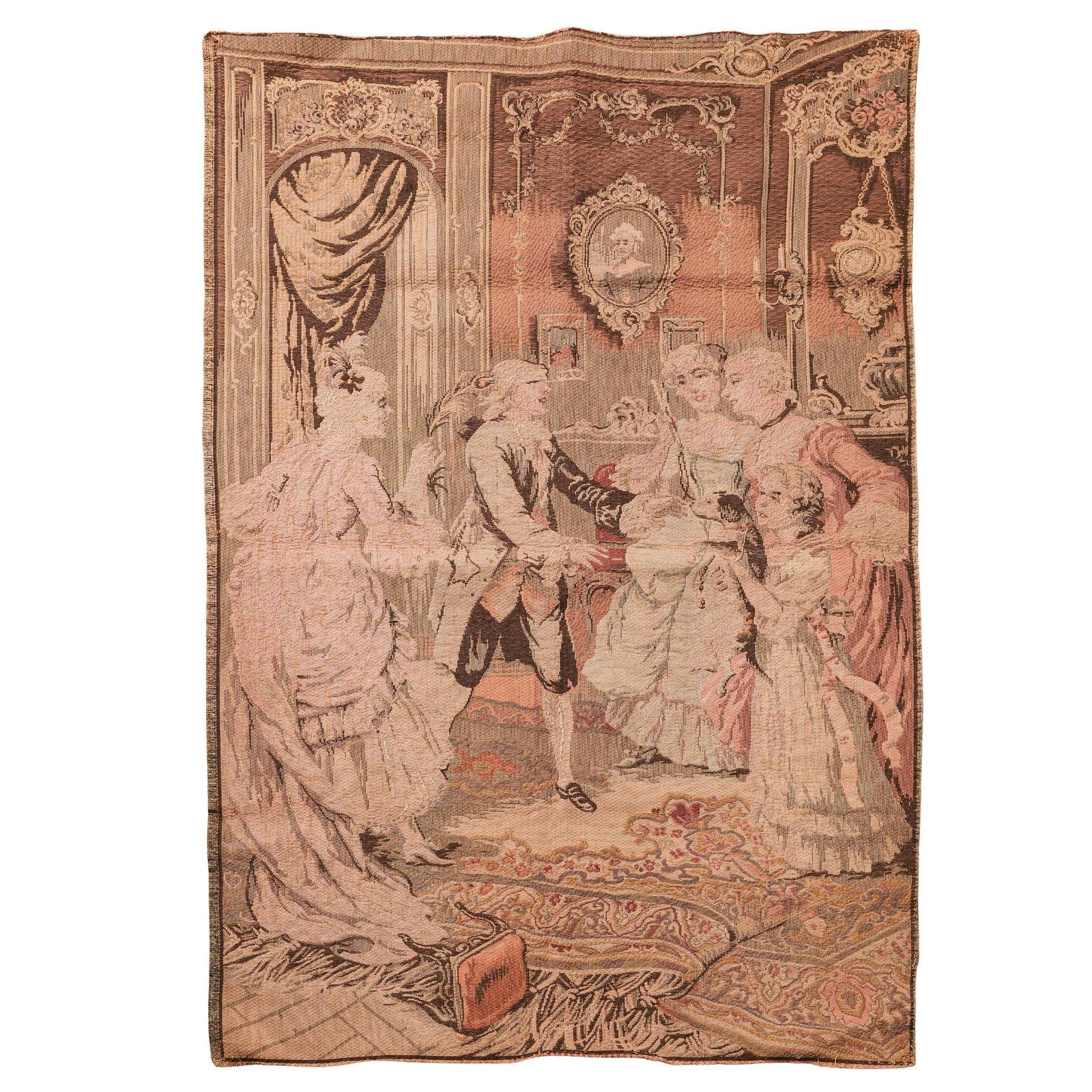 Antique French 18th Cent. Parlor Scene Tapestry (1 of 13)