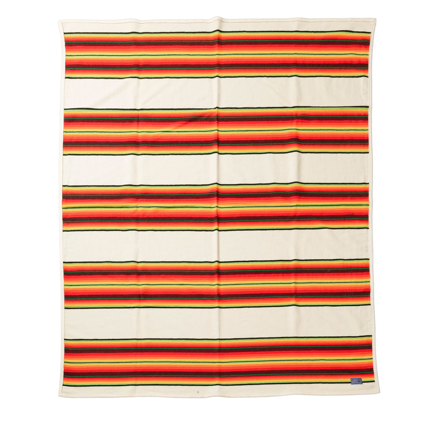 Pendleton Beaver State Serape Wool Blanket: Pendleton Beaver State Serape Wool Blanket 20th Cent. American This vibrant vintage Pendleton Beaver State wool blanket features a classic serape-inspired design, showcasing bold horizontal stripes in