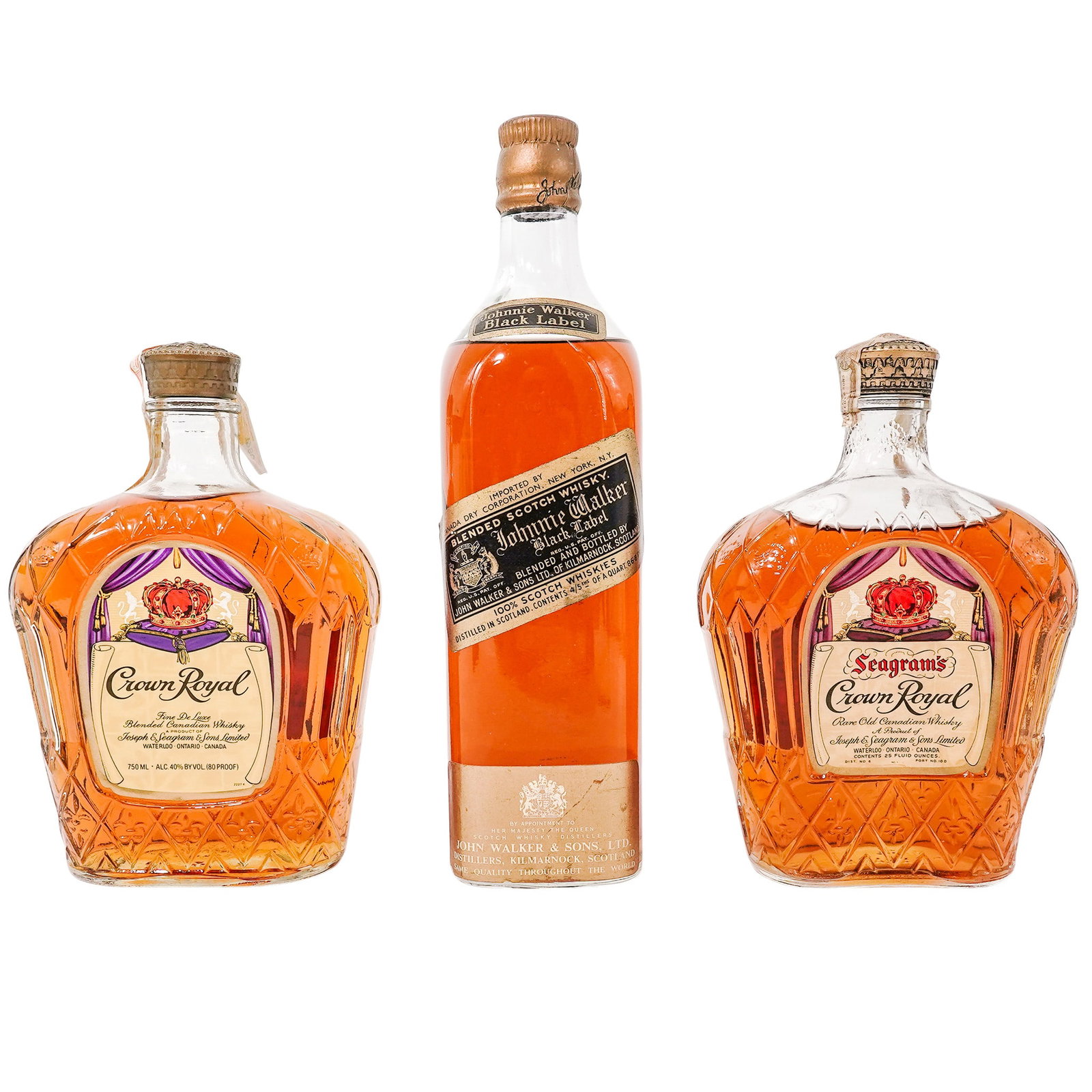 (3 pc) Crown Royal & Johnnie Walker Black Scotch Whiskey (1 of 11)