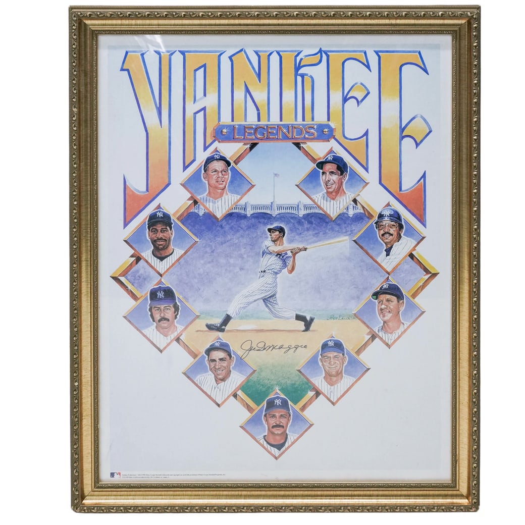 Ron Lewis (American b.1938) Signed Joe DiMaggio "Yankee Legends" Lithograph: Ron Lewis (American b.1938) Signed Joe DiMaggio "Yankee Legends" Lithograph c. 1998, USA "Yankee Legends" Lithograph signed by Joe DiMaggio, a piece painted in 1998 by famed sports artist Ron Lewis. T