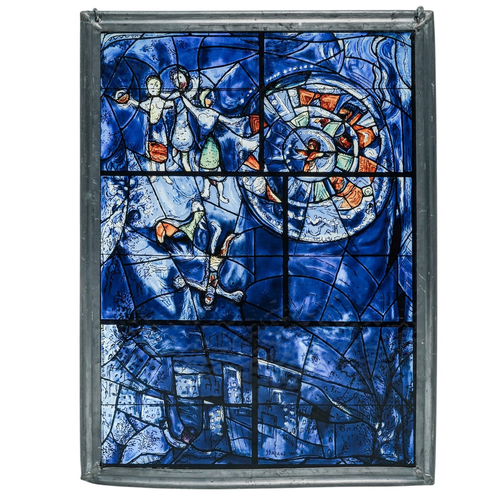 Marc Chagall "Dance" Stained Glass Panel: Marc Chagall "Dance" Stained Glass Panel 20th century, French/Russian Marc Chagall's "America Windows" stained glass panel depicts the "Dance" panel, which is the sixth and final section of the massiv