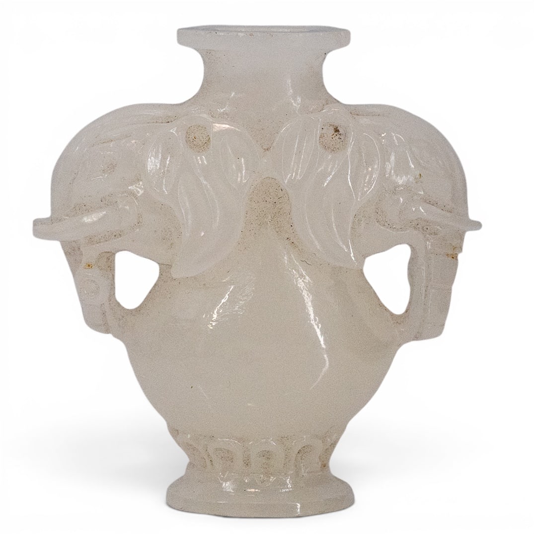 Vintage Chinese White Jade Elephant Snuff Bottle (1 of 7)