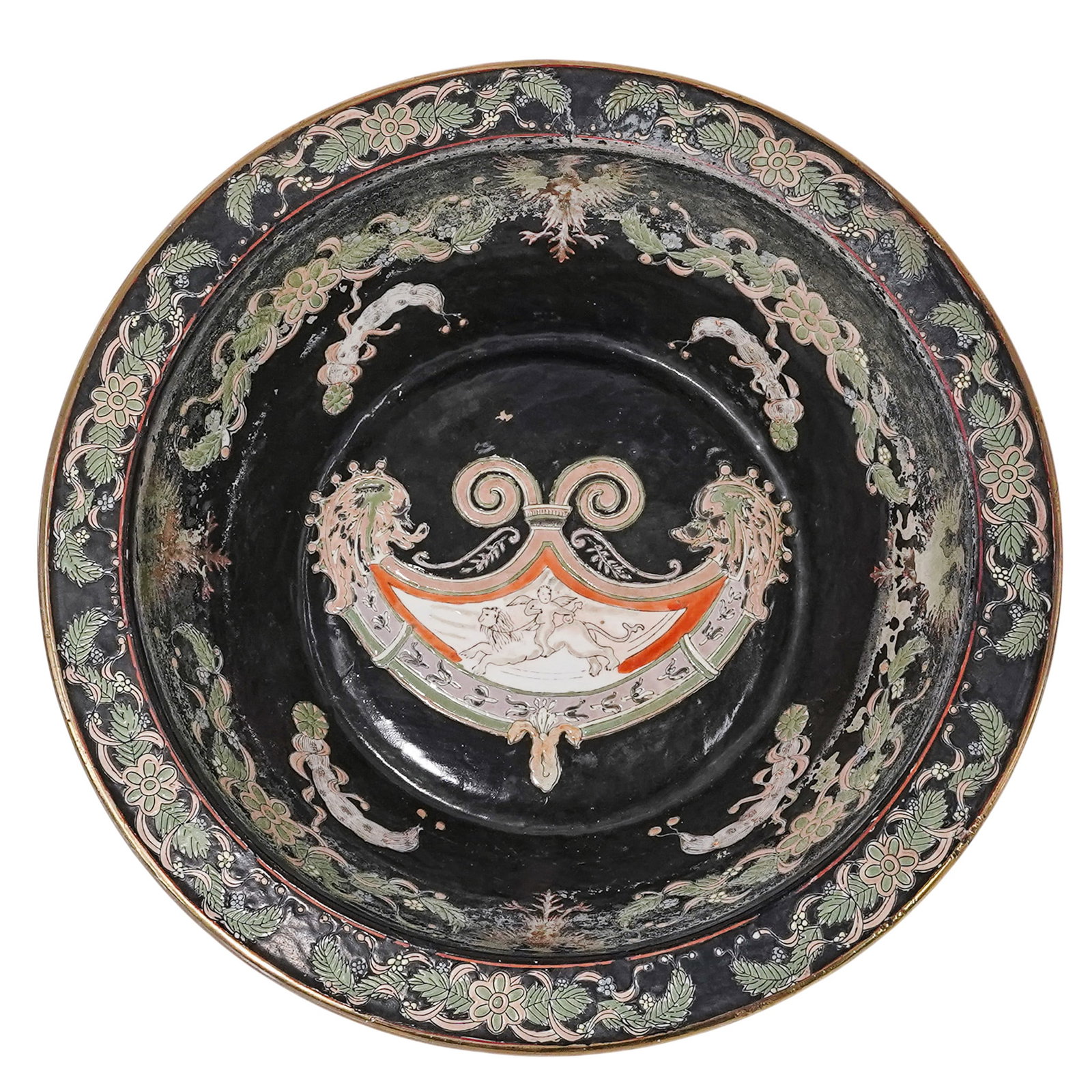Japanese Taiseido Enameled Porcelain Bowl: Japanese Taiseido Enameled Porcelain Bowl 20th Cent., Japanese This Taiseido porcelain bowl is a striking piece of hand-painted Japanese art, produced for the international market. The bowl features a