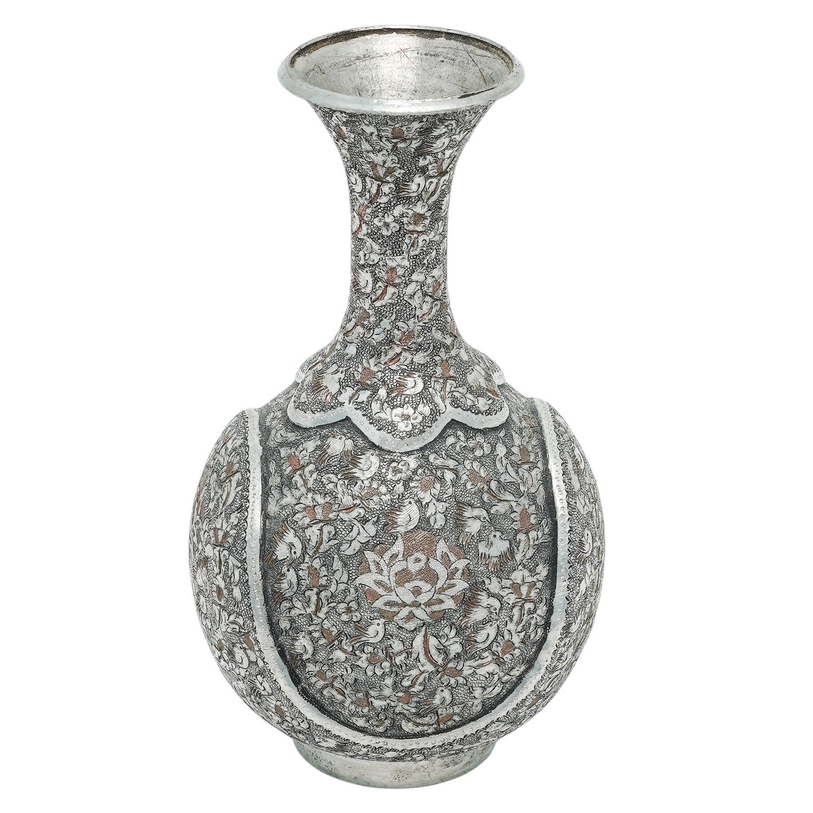 Antique Persian Silvered Copper Engraved Vase (1 of 7)