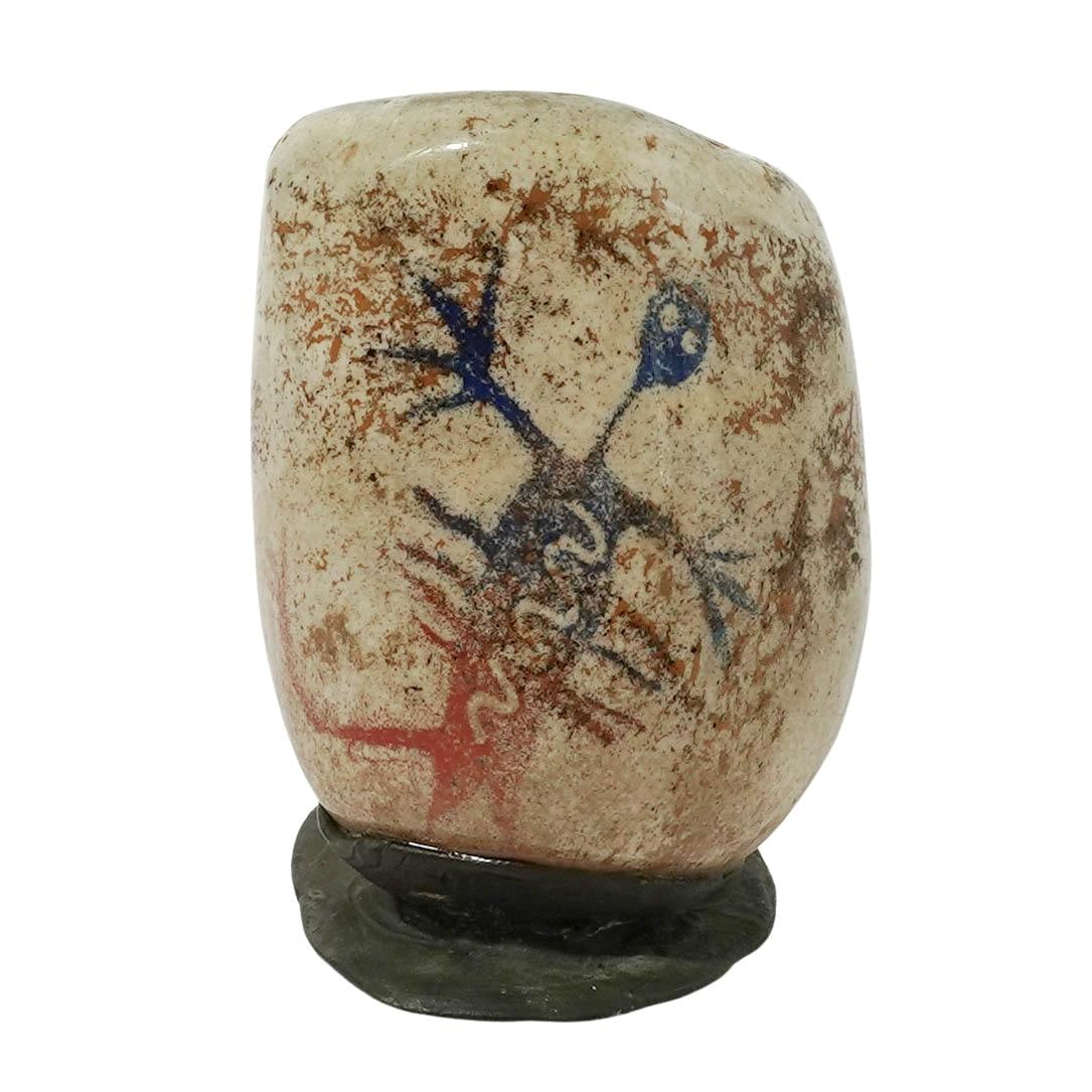 Attrib. To Michael Storey, Painted Stone & Metal Sculpture: Attrib. To Michael Storey, Painted Stone & Metal Sculpture 20th Cent. American This piece is a contemporary studio art sculpture attributed to Michael Storey, an artist known for combining natural sto