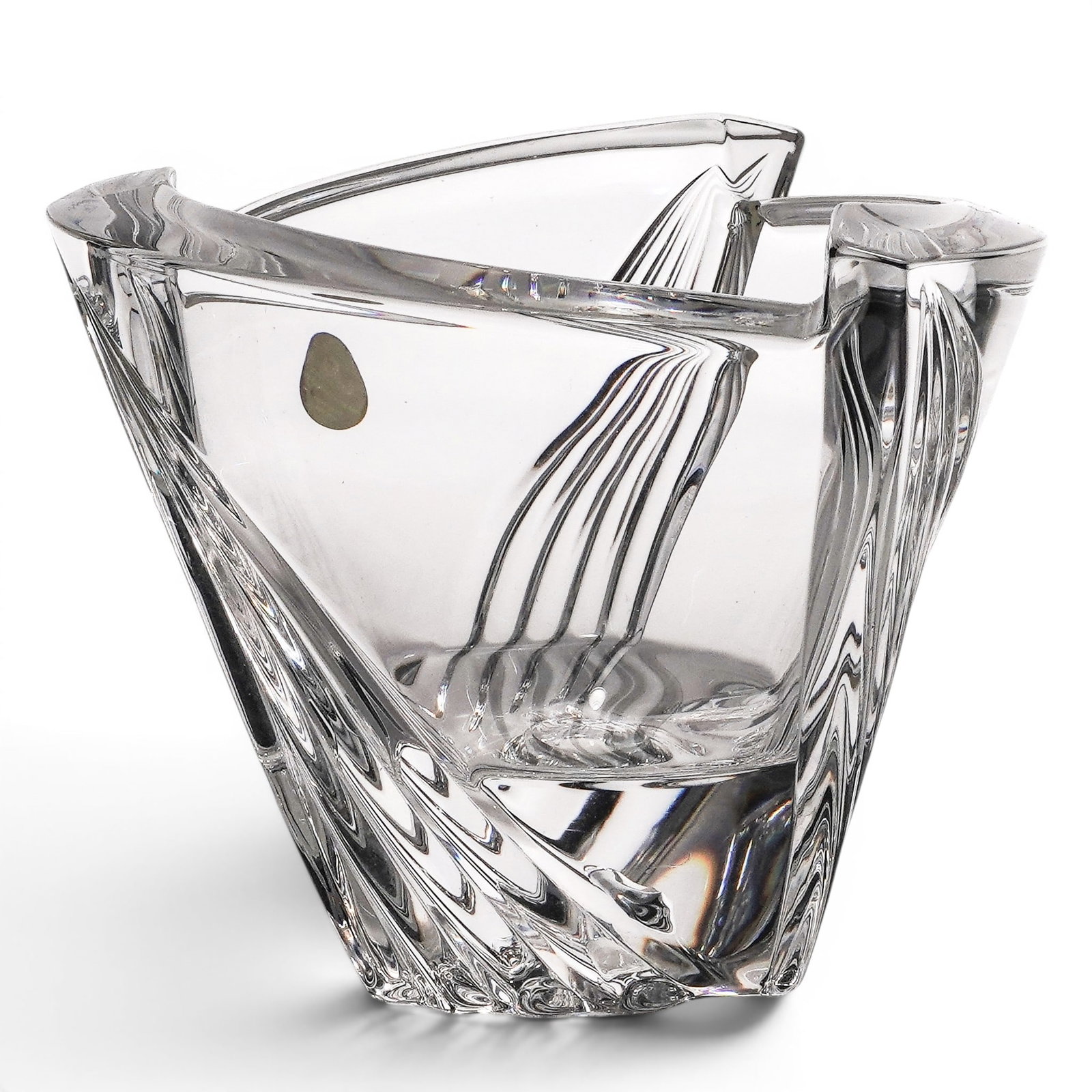 Rosenthal "Exaltation" Collection Crystal Bowl: Rosenthal "Exaltation" Collection Crystal Bowl c. 2000, Germany The design features elegant clear-cut curved lines with a distinct swirling or twisted abstract form and an uneven, ruffled rim. This pi