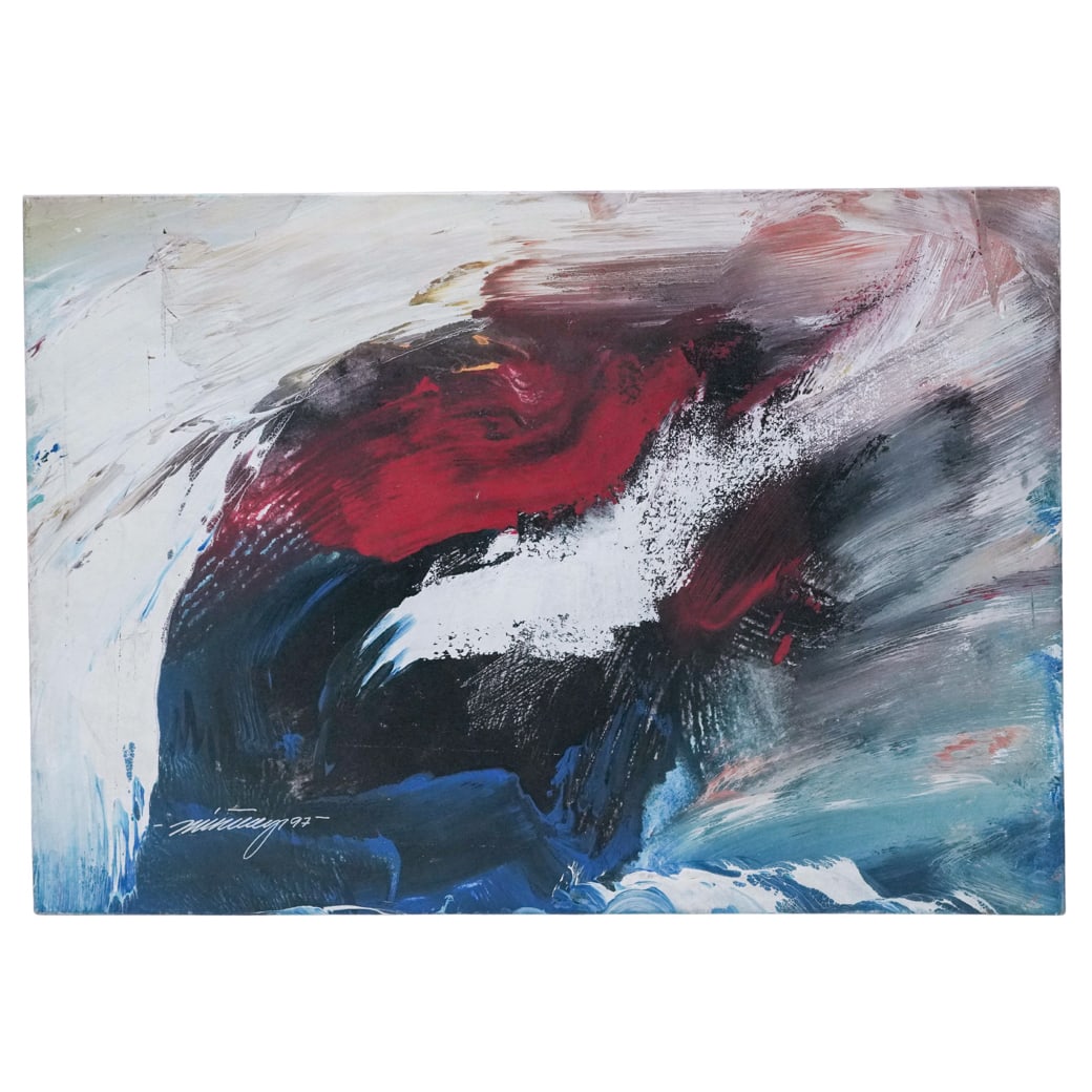 Signed Nunez "Moon-Space" Abstract Composition Acrylic on Canvas (1 of 6)