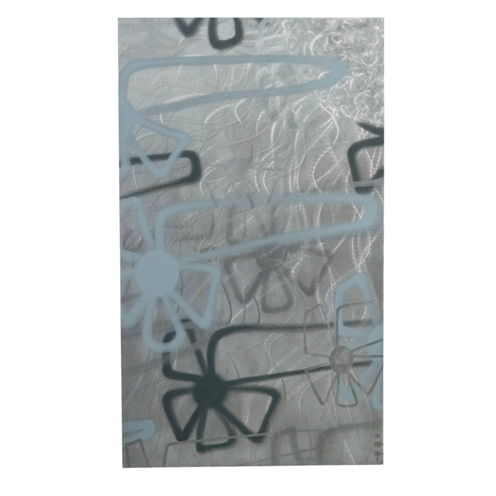 Ze Florist, Spray Paint Urban Art on Metal Painting: Ze Florist, Spray Paint Urban Art on Metal Painting 21st Century, USA Ze Florist, Spray Paint on Metal. Contemporary mixed media work featuring abstract floral and linear motifs in layered spray paint