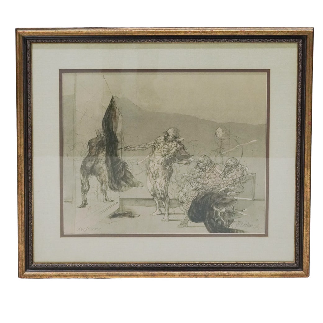 Claude Weishbuch (French, 1927-2014) "Peinture et Notables" Lithograph: Claude Weishbuch (French, 1927-2014) "Peinture et Notables" Lithograph 20th century, French Claude Weishbuch was a French Expressionist artist celebrated for his dynamic and "velvety" line work, which