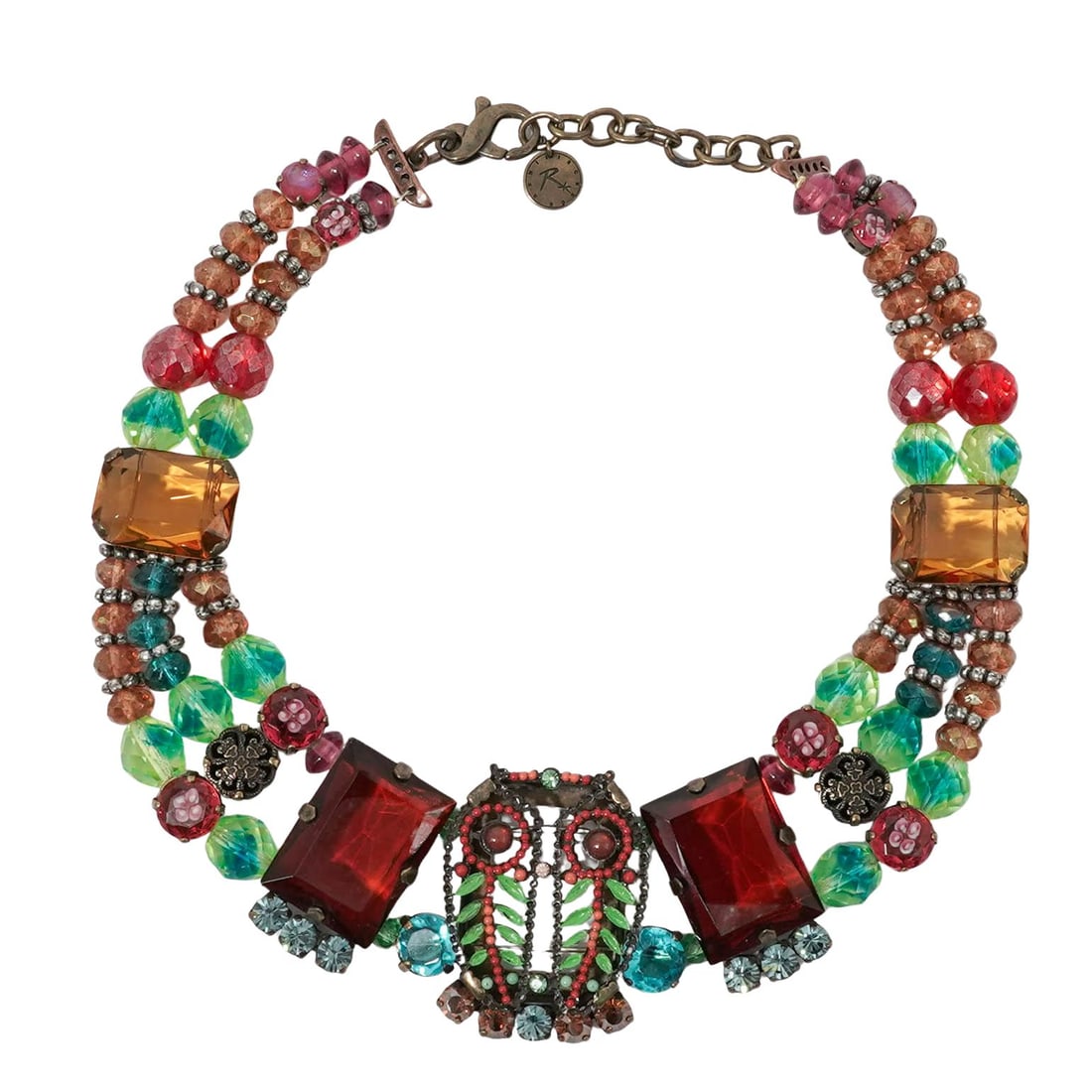 Multi Stone & Beaded Owl Necklace (1 of 7)