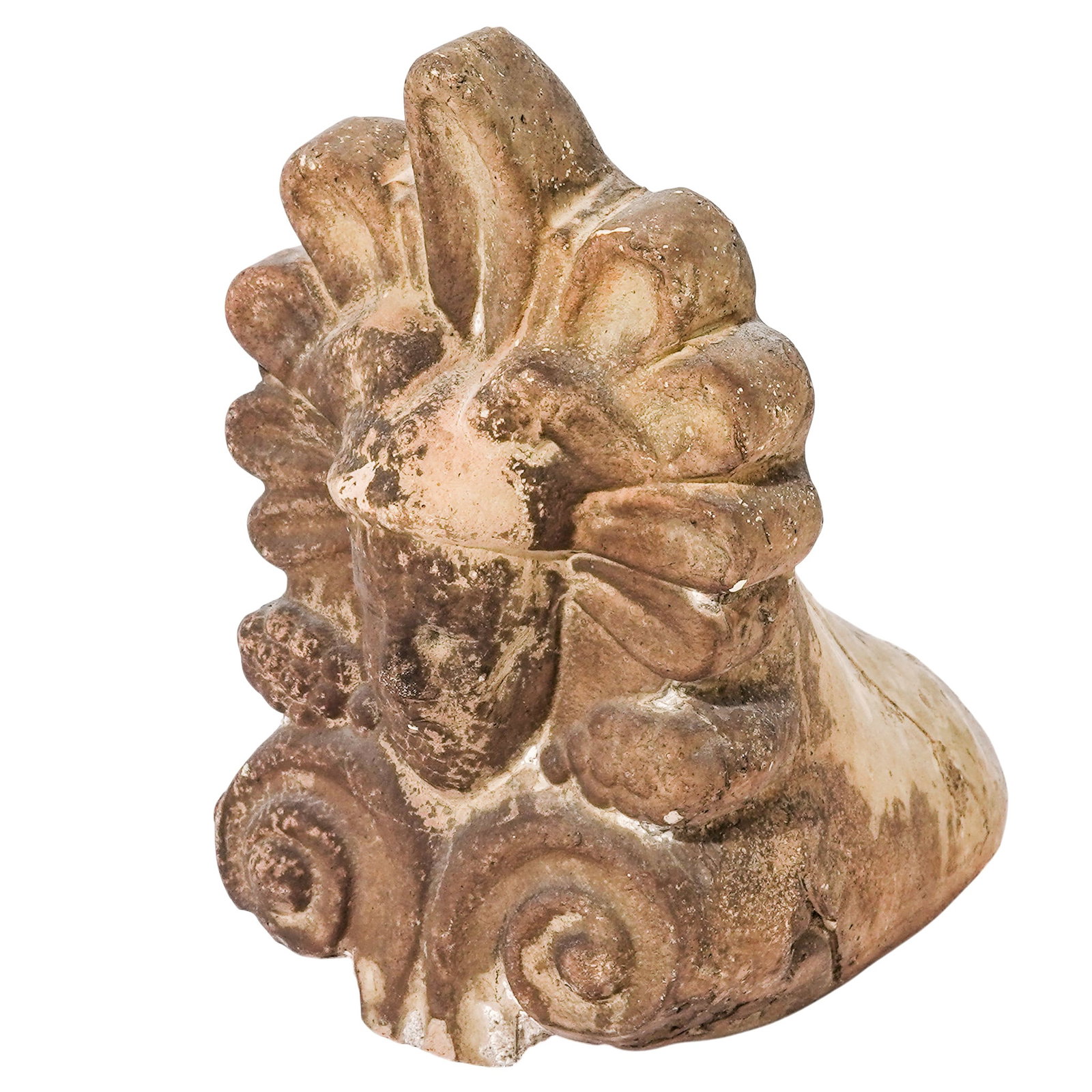 Greek Antefix Architectural Roof Ornament: Greek Antefix Architectural Roof Ornament Late 19th-Early 20th c., Greece Antique Neoclassical ceramic Greek antefix (akrokeramo) roof tile ornament featuring the head of the Hermes (or the Roman Merc