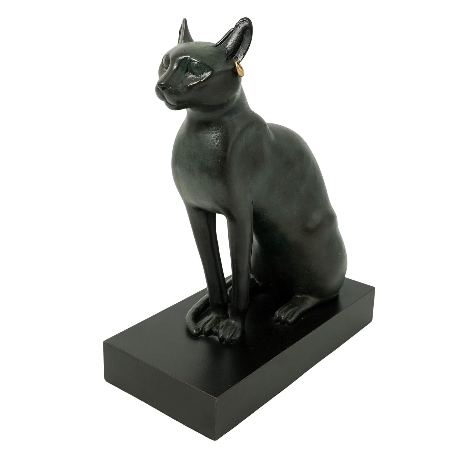 MMA Ancient Egyptian Cat Bronze Statuette: MMA Ancient Egyptian Cat Bronze Statuette 20th Cent. American This piece is an authorized reproduction of an Ancient Egyptian cat statuette from the Ptolemaic period (c. 304–30 B.C.) found in the