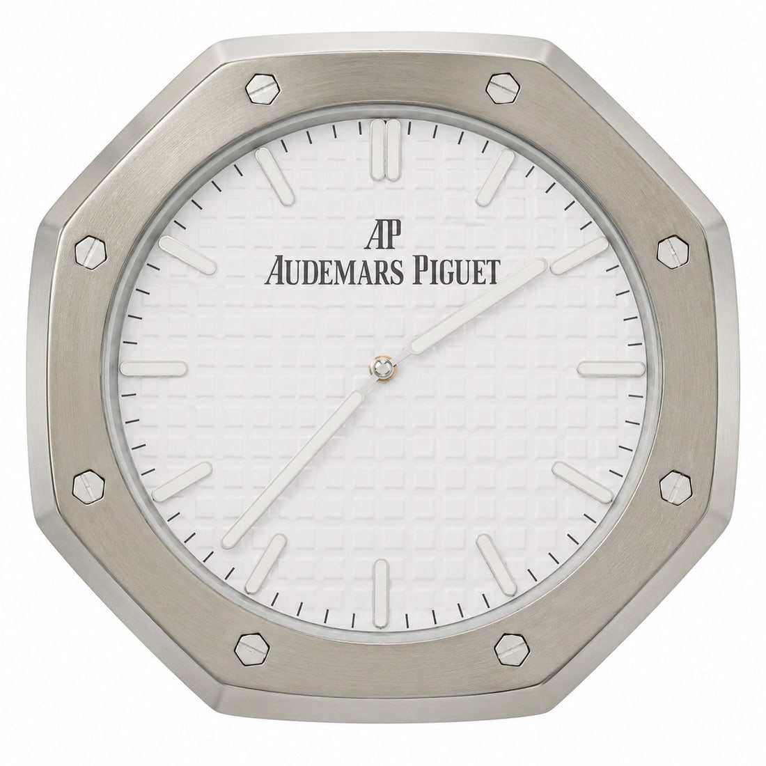 Dealer Display Audemars Piguet Style Royal Oak Wall Clock: Dealer Display Audemars Piguet Style Royal Oak Wall Clock 20th century, Swiss The clock is modeled after the iconic Royal Oak wristwatch design. The unit is prominently branded with "Jurgen Bolshe" an