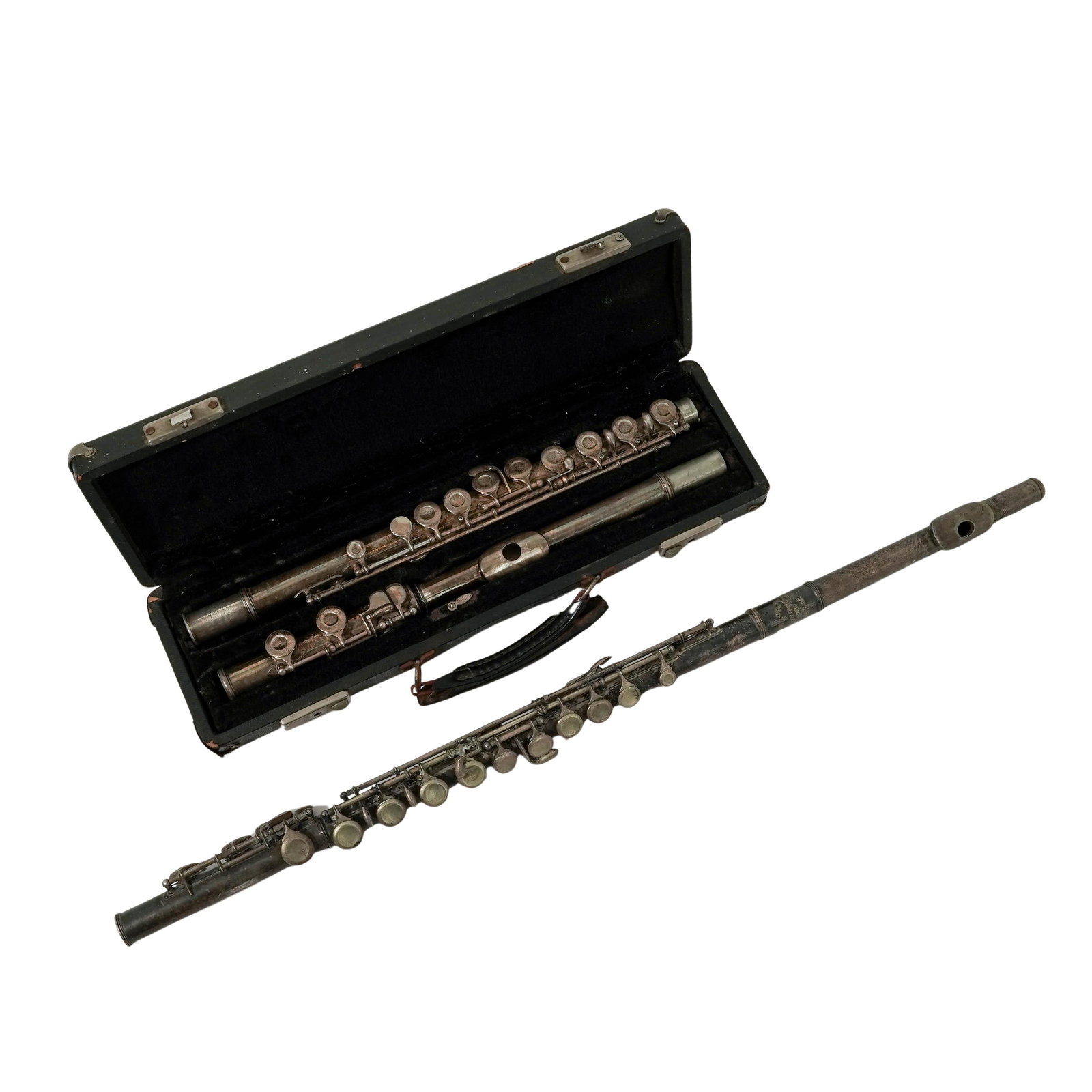 (2 Pc) Vintage Henri Lavelle & H.N White Flutes: (2 Pc) Vintage Henri Lavelle & H.N White Flutes 20th Century, USA. Two Vintage Metal Flutes, comprising one marked “Henri Lavelle” and one by The H.N. White Company (King), Cleveland, Ohio. Bo
