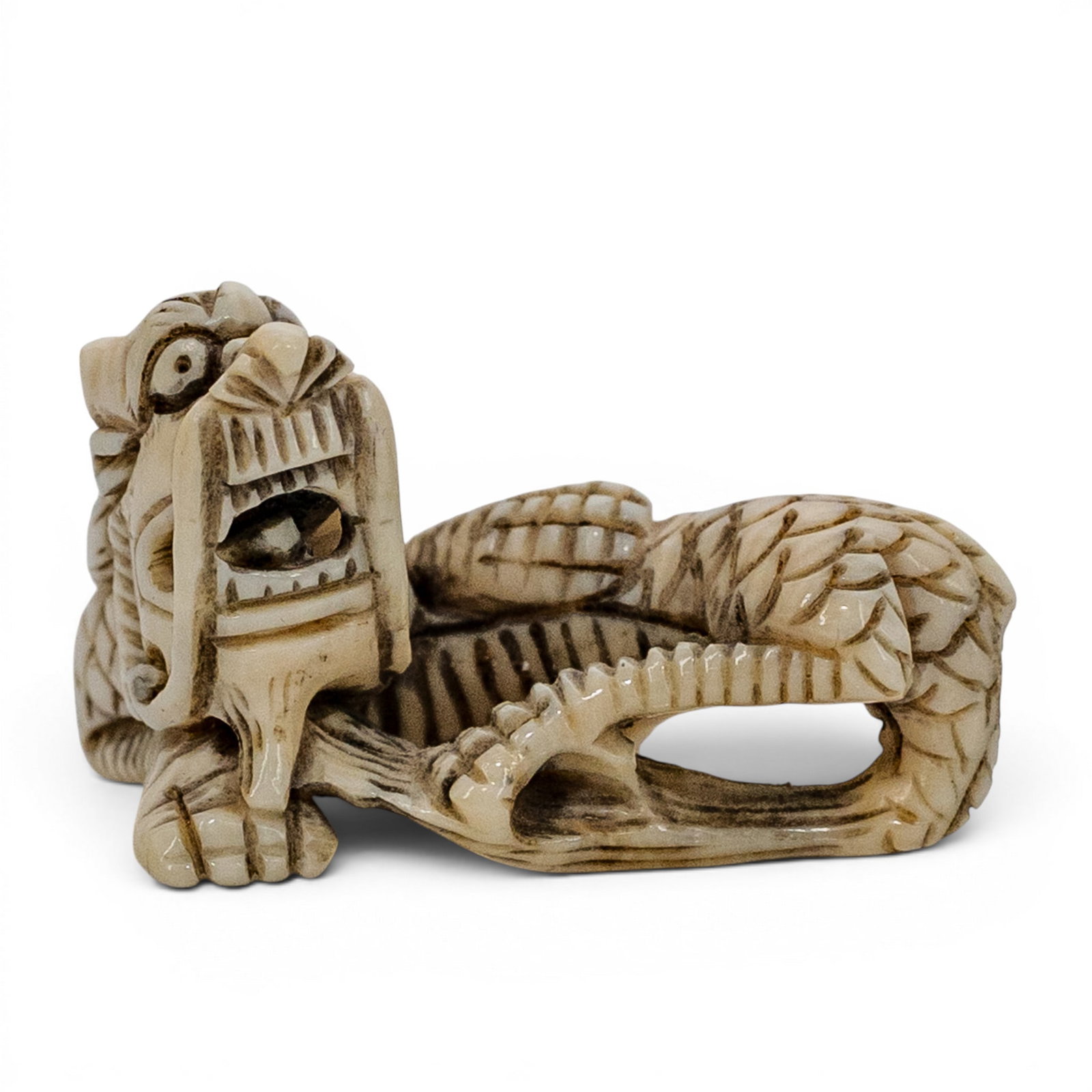 (3 Pcs) Carved Bone Netsuke Figure Set - 4