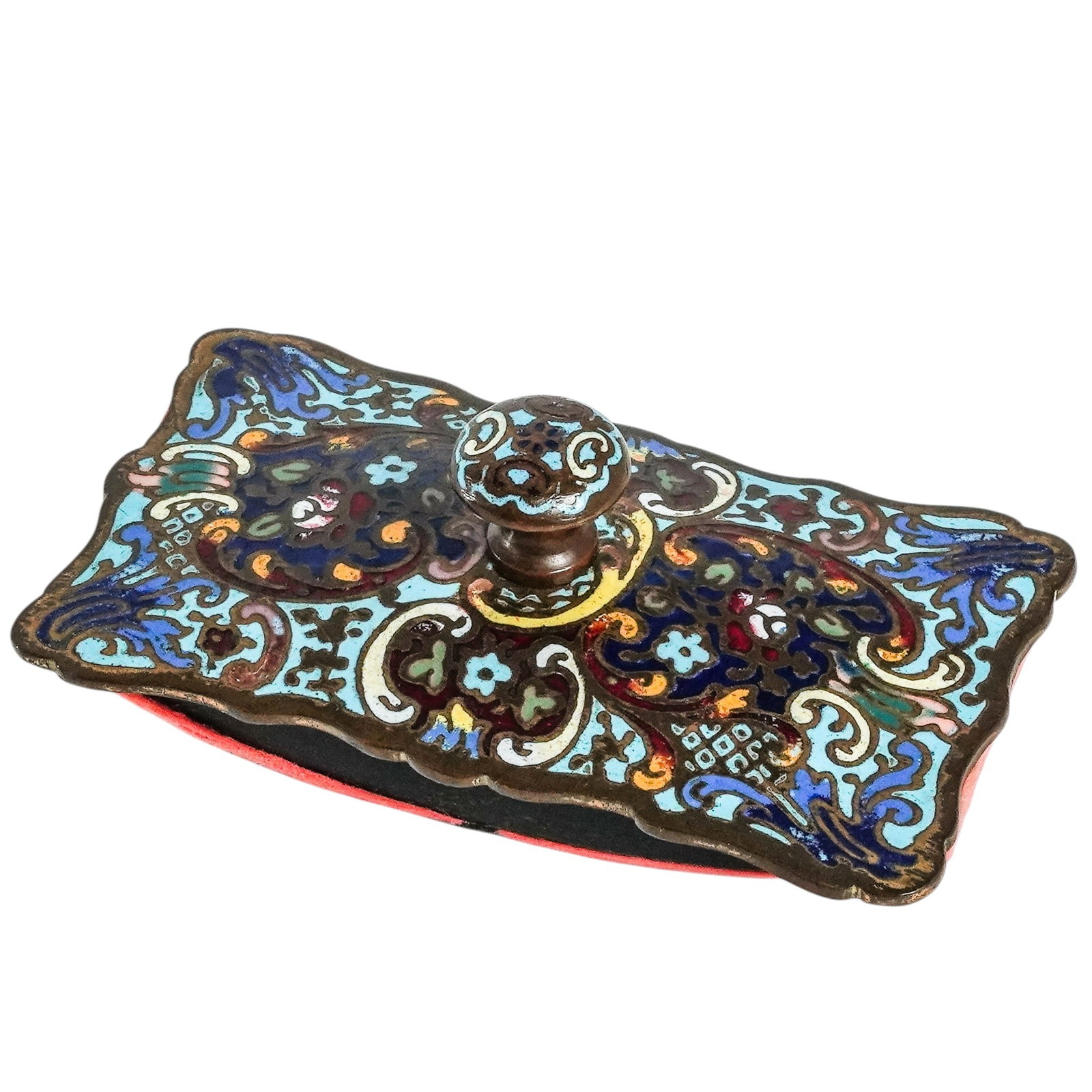 French Belle Epoque Champleve Enamel & Bronze Ink Blotter: French Belle Epoque Champleve Enamel & Bronze Ink Blotter c. 1880-1900, French These desk accessories were used to dry wet ink on documents after writing with a dip pen. It features Champleve enamel, 