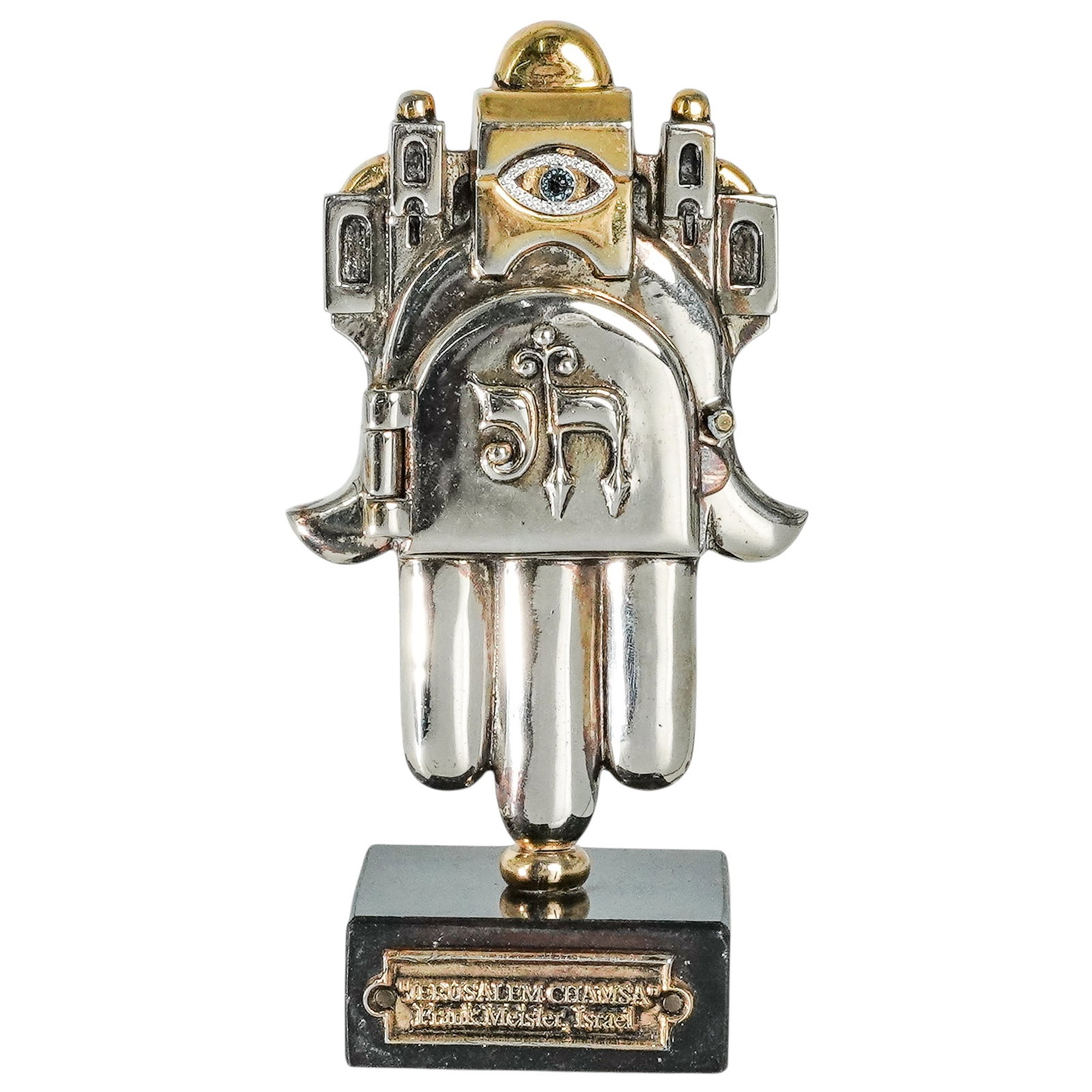 Frank Meisler (Israeli, 1925-2018) Jerusalem Hamsa Hand Silver-plated Sculpture (1 of 8)