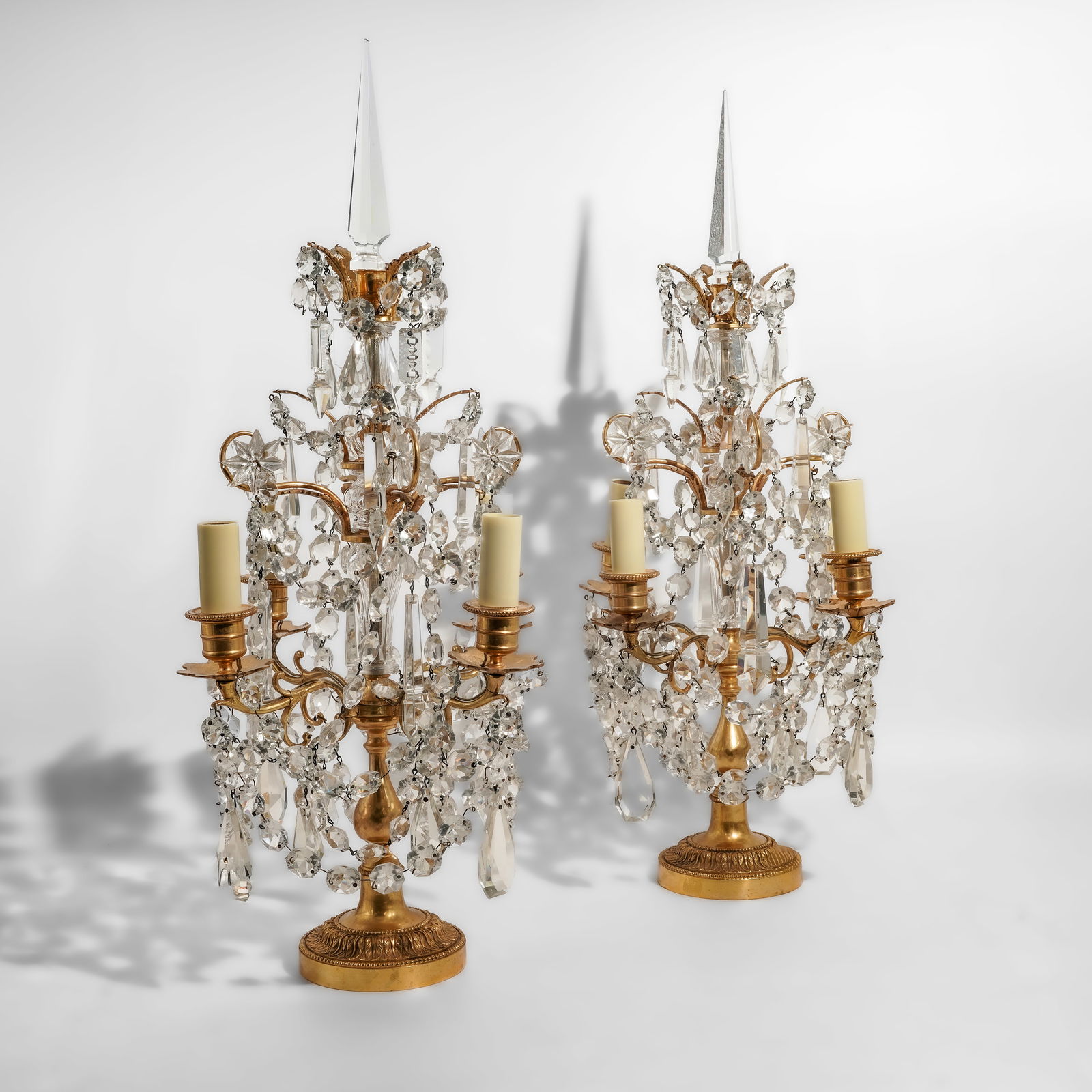 Pair of Baccarat Crystal Girandole Table Lamps (1 of 8)