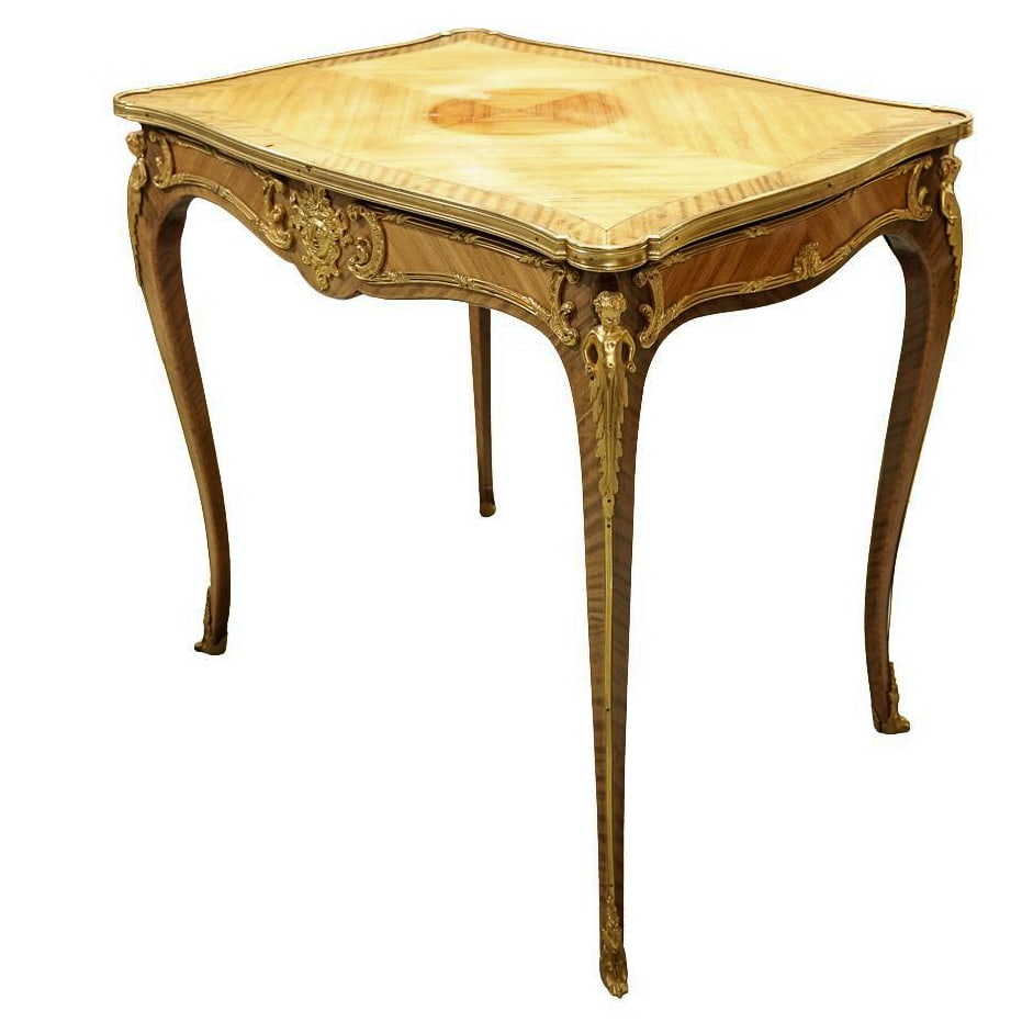 19th Cent. Louis XV Style Marquetry & Ormolu Bronze Desk (1 of 7)
