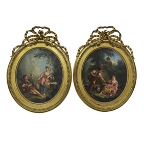 Pair Attrib. Francois Boucher 19th Cent. Oil On Canvas Paintings