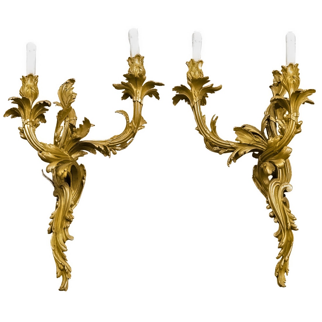 Pair 19th Cent. Henry Vian (French,1860-1905) Gilt Bronze Sconces (1 of 6)