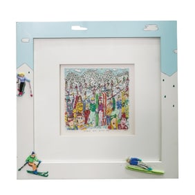 James Rizzi (American, 1950-2011) "Come Ski with Me" 3D Lithograph