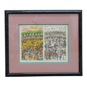 James Rizzi (American, 1950-2011) "A Summer & Winter Wonderland" 3D Lithograph