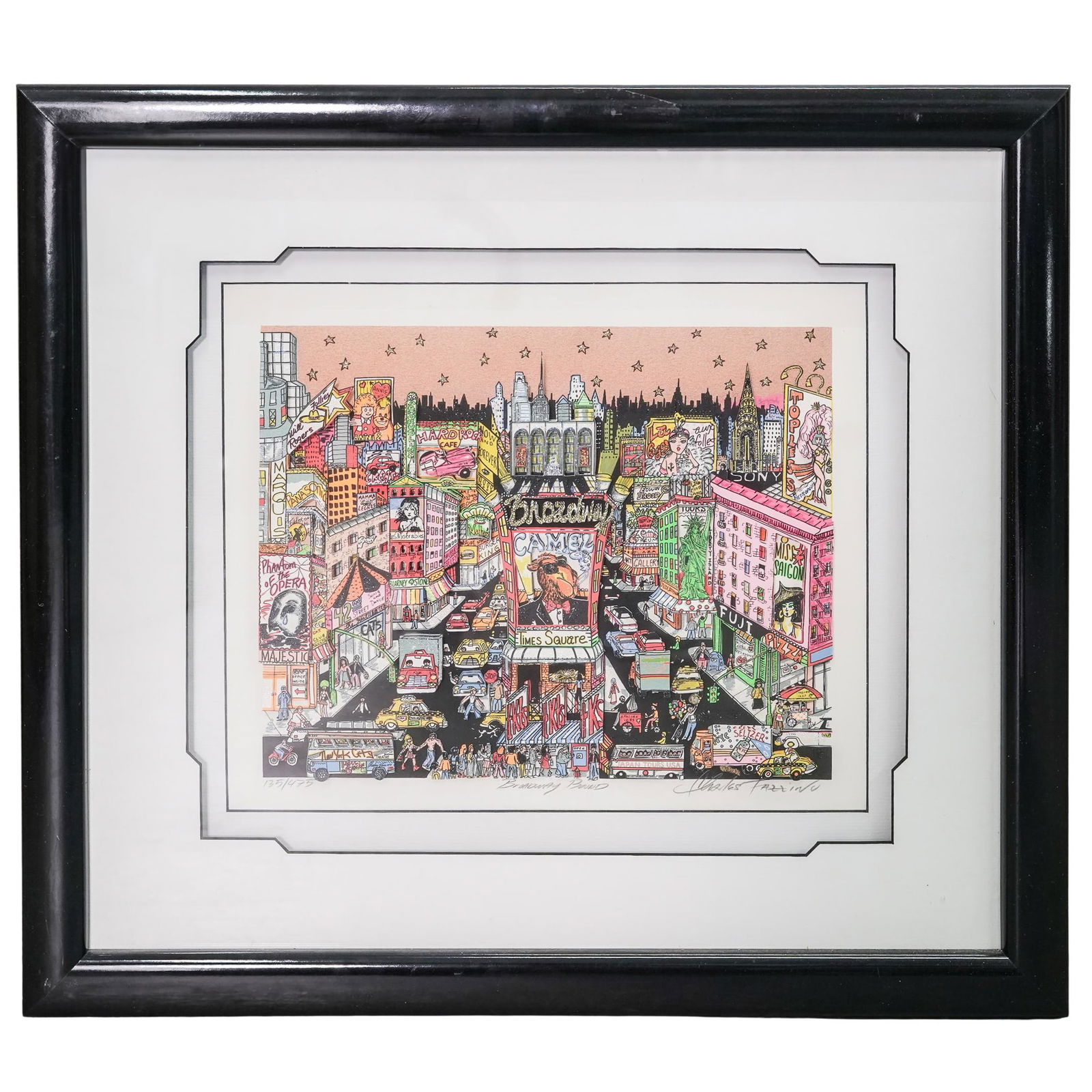 Charles Fazzino (American b. 1955) "Broadway Bound" Serigraph: Charles Fazzino (American b. 1955) "Broadway Bound" Serigraph20th century, USACharles Fazzino (American b. 1955) 3D Pop Art Serigraph of New York City cityscape Titled "Broadway Bound" signed and numb
