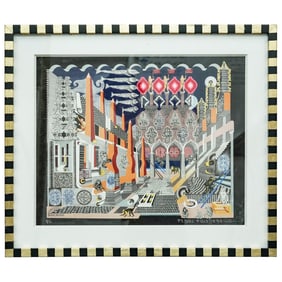 Pedro Friedeberg (Mexican b. 1936) "Changuitos De La Cuidad" Serigraph