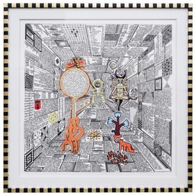 Pedro Friedeberg (Mexican b. 1936) "The Taro News" Serigraph