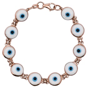 Vintage 14k Gold & Enamel Evil Eye Bracelet