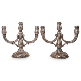 Pair of Antique August Betz Co. German 800 Silver Candelabras