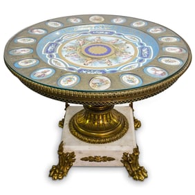 Antique Sevres Neoclassical Porcelain Charger Side Table
