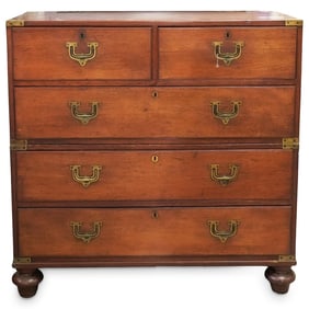 19th Cent. English Wood and Brass Campaign Chest