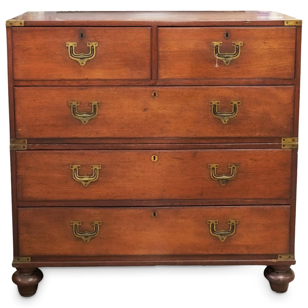 19th Cent. English Wood and Brass Campaign Chest (1 of 10)