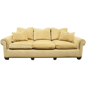 Camel Colored and Studded Three Seater Sofa