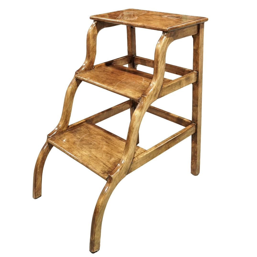 Vintage English Wooden Library Step Ladder (1 of 6)
