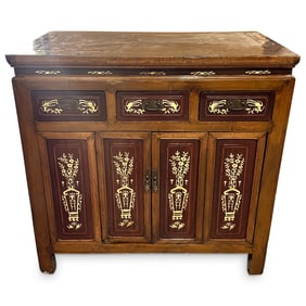 Chinese Lacquered Cabinet with Bone Inlay