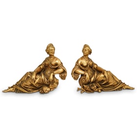 Charles Stanislas Matifat Figural Gilt Bronze Andirons