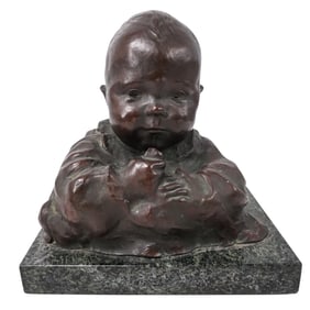 William Dryden Paddock (American. 1872-1961) Bronze Baby Sculpture