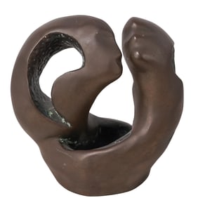 Vintage Modernist Abstract "Lovers" Bronze Sculpture
