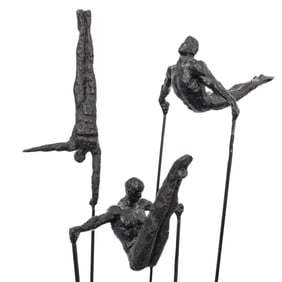 (3 pcs) Mid Cent. Coated Bronze Acrobat Sculptures