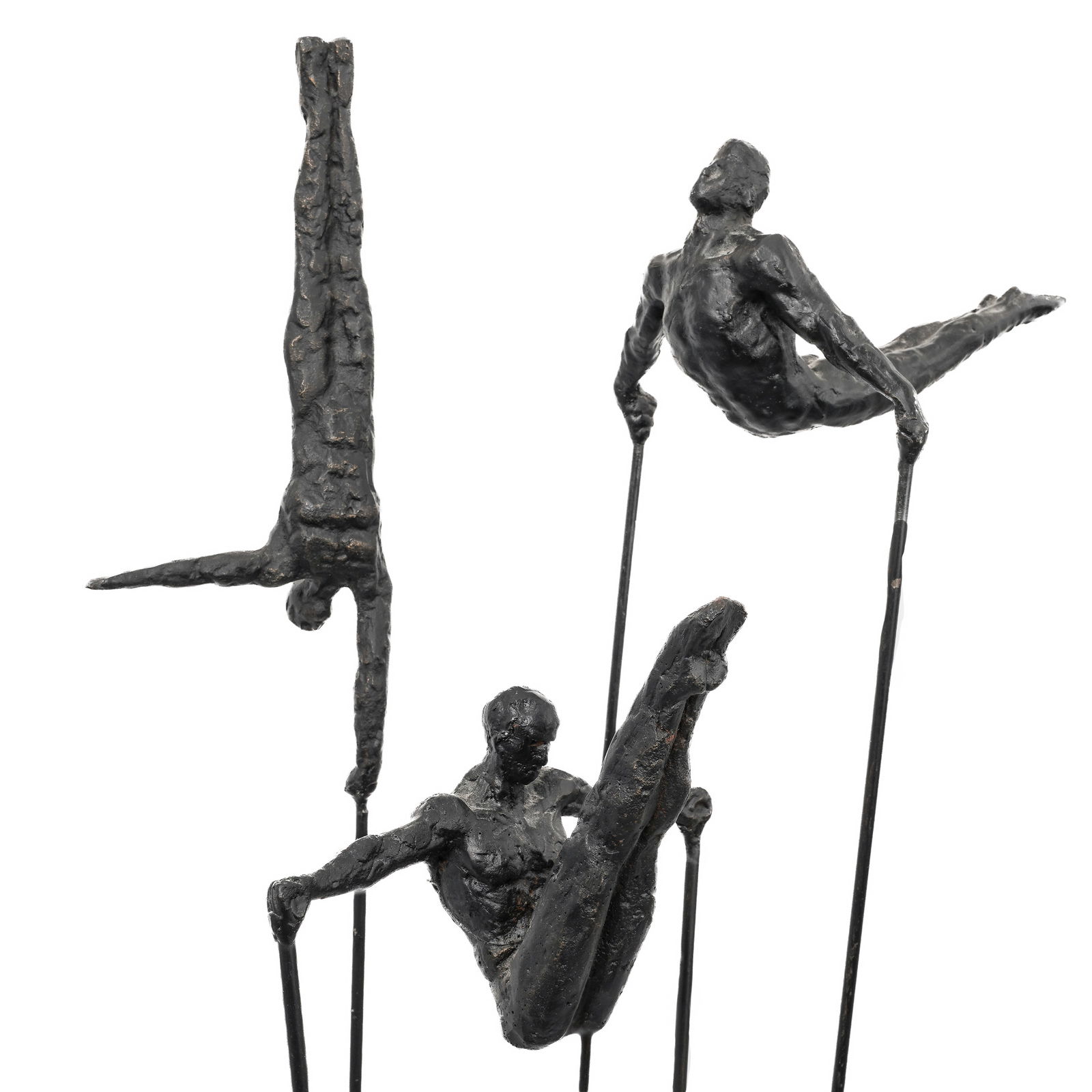(3 pcs) Mid Cent. Coated Bronze Acrobat Sculptures (1 of 6)