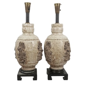 Pair of Ugo Zaccagnini Style Ceramic Urn Table Lamps