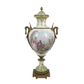 19th Cent. French "Poitevin" Porcelain and Bronze Urn