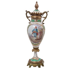 19th Cent. French Porcelain and Bronze Urn